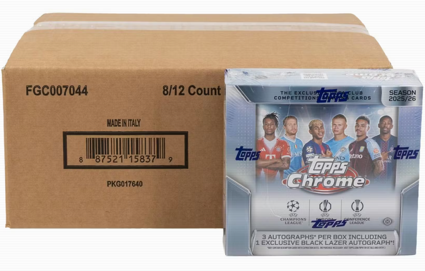 2025/26 Topps Chrome UEFA Club Competitions Soccer Hobby Jumbo 8-Box Sealed Case