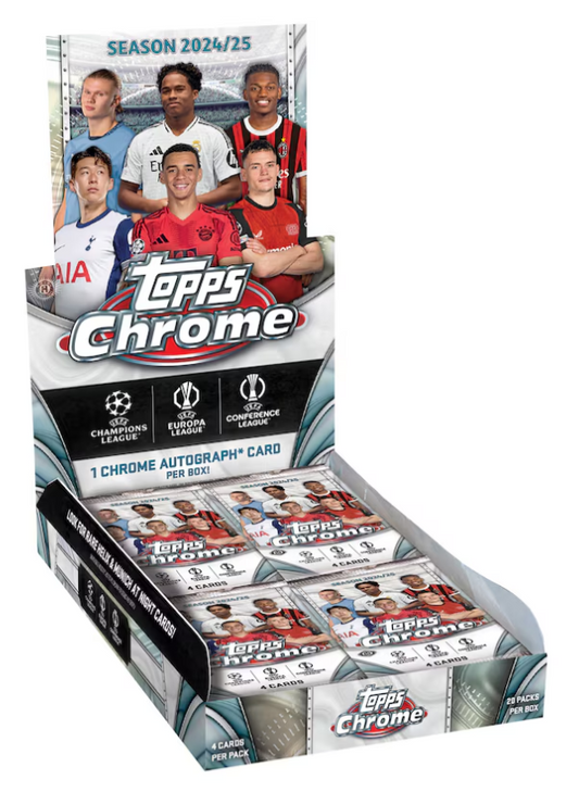2024/25 Topps Chrome UEFA Club Competitions Soccer Factory Sealed Hobby Box